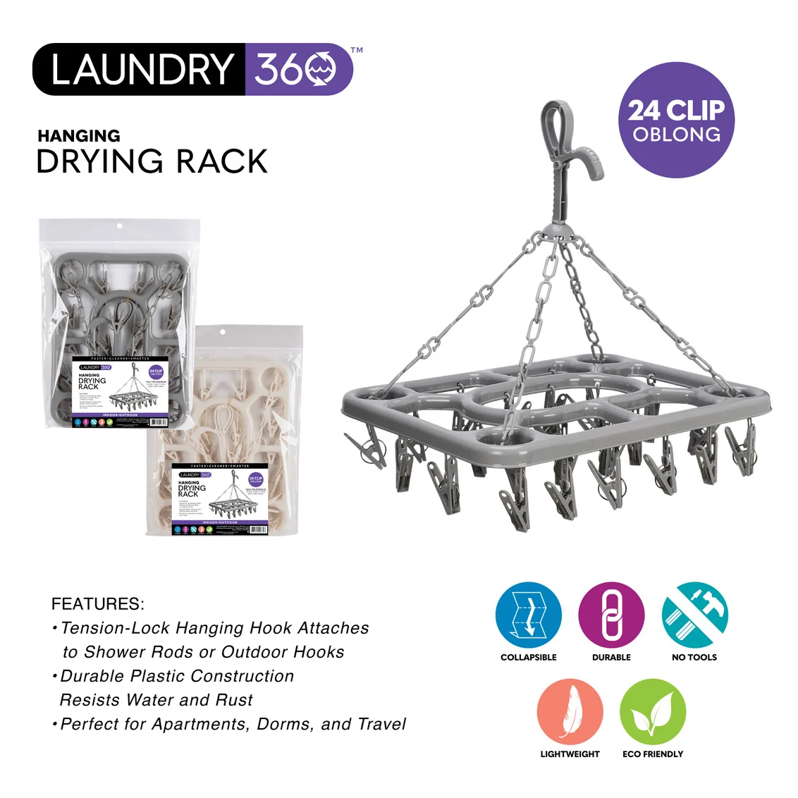 Carefully Designed DRYER RACK 24 CLIP HANGING Minimalist