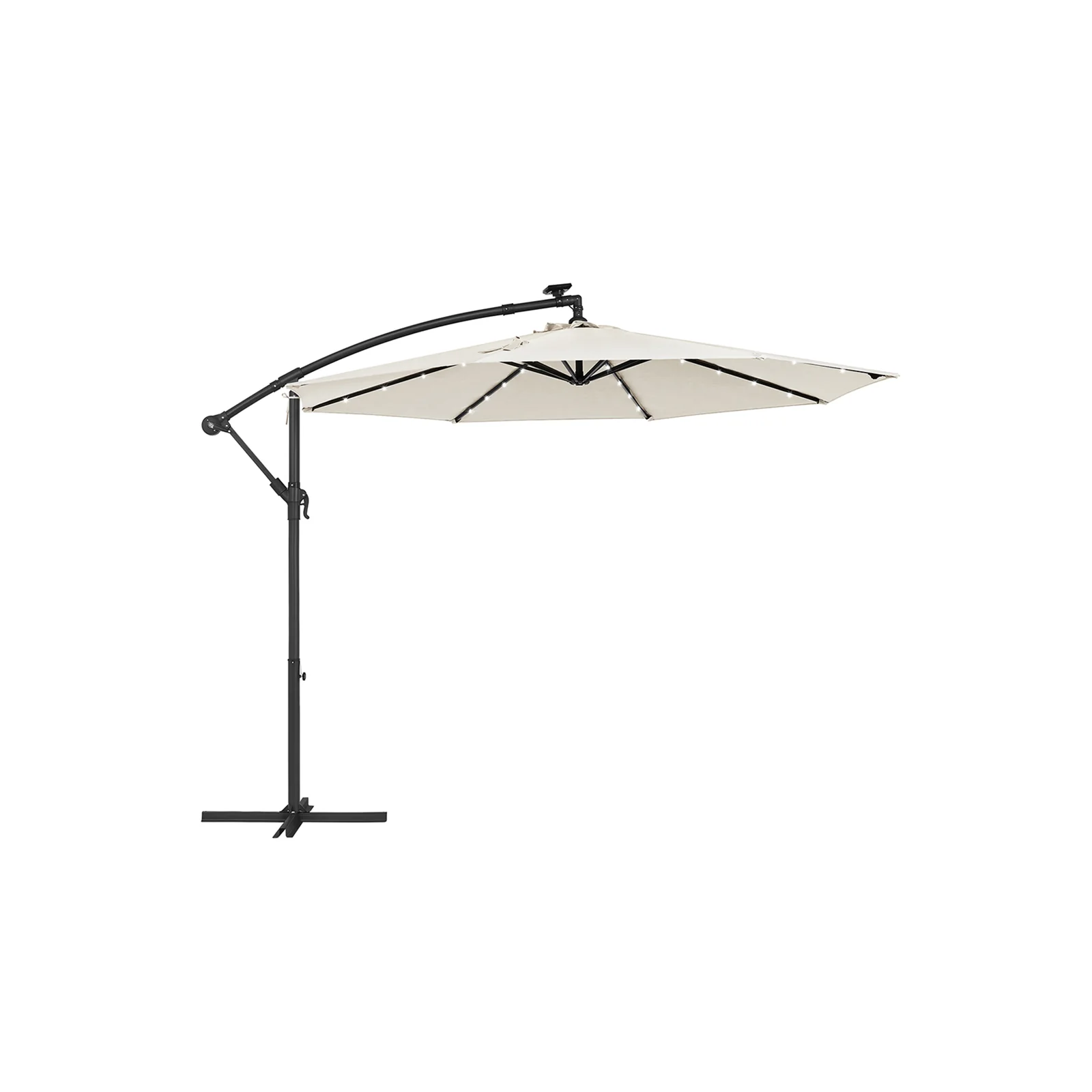Reusable SONGMICS 10 ft Cantilever Patio Umbrella with Solar-Powered LED Lights Authentic