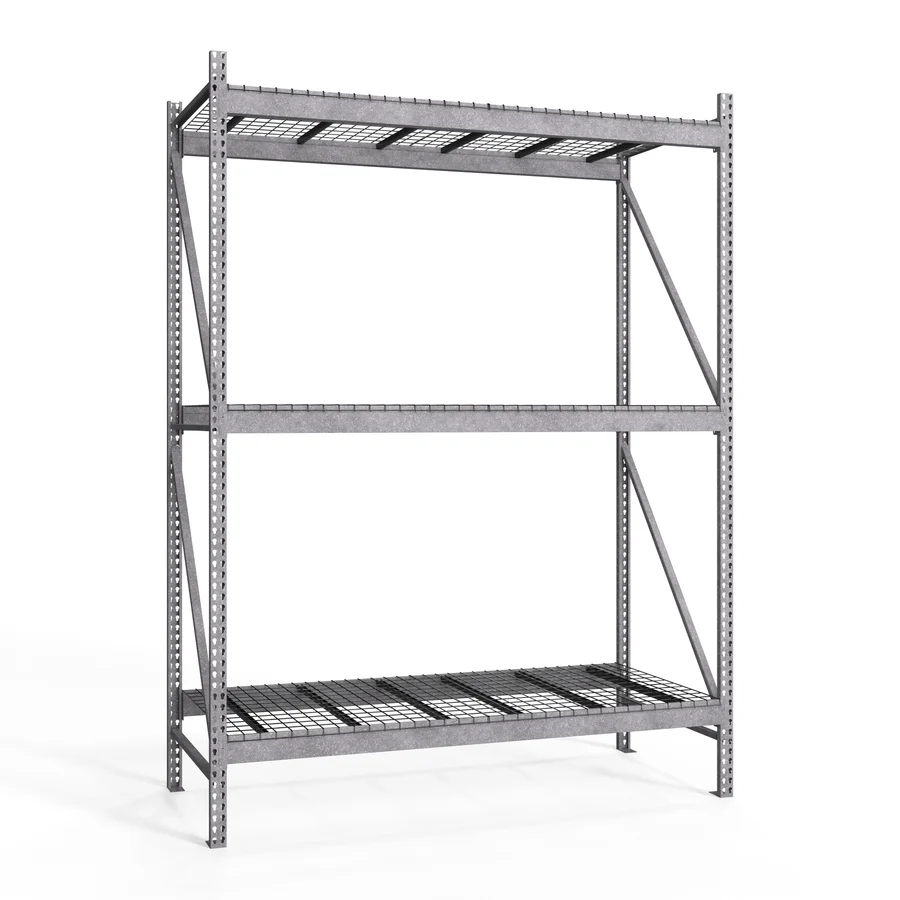 Proven 2-Tier Galvanized Teardrop Pallet Rack Starter Units w Wire Decking – 36 quot d x 144 quot h Efficient