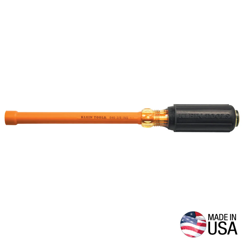 Durable Klein 3 8-Inch Insulated Nut Driver 6-Inch Hollow Shaft 646-3 8-INS Long-Lasting