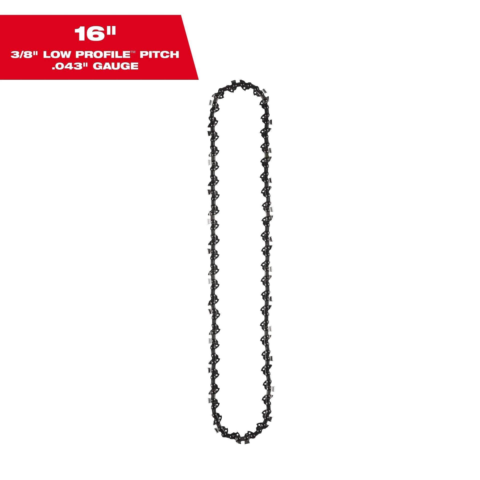 Official Milwaukee 16 quot Chainsaw Chain 3 8 quot LOW PROFILE™ Pitch .043 quot Gauge Saw Chain 49-16-2715 Pure