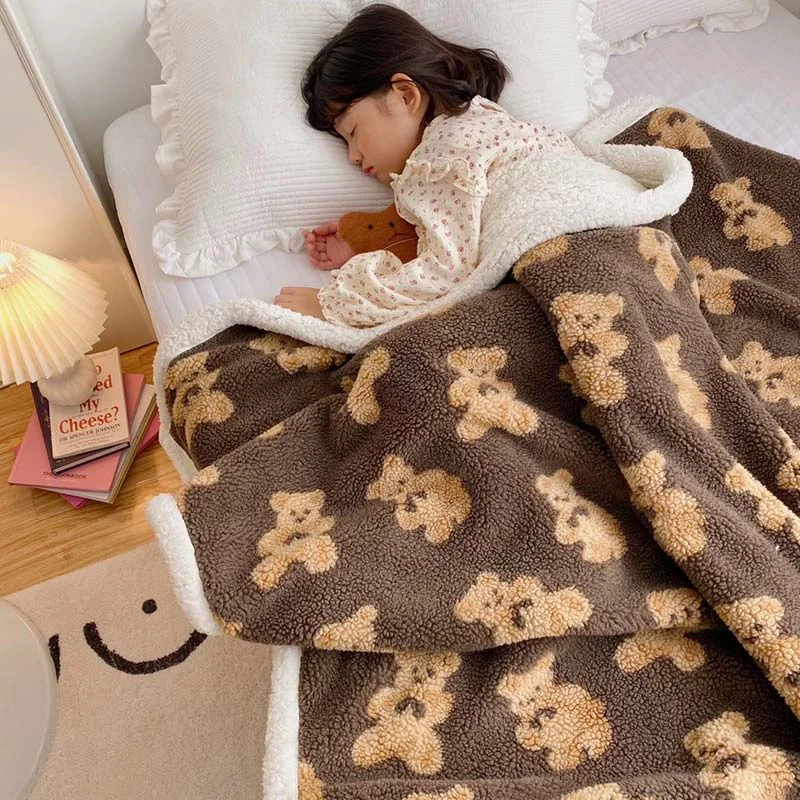 Classic Ownkoti Cute Bear Reversible Throw Blanket Optimized