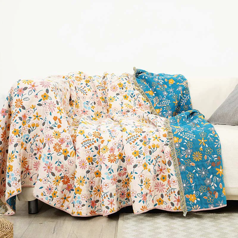 Contemporary Ownkoti Garden Flower Tassels Blanket Sofa Cover Original