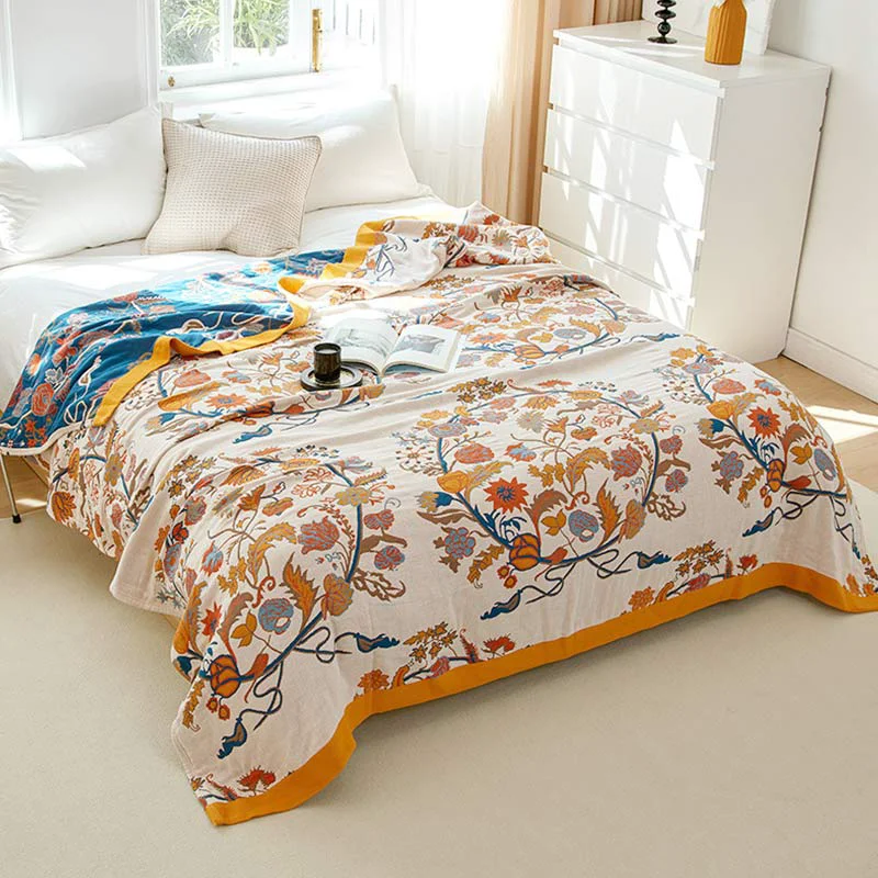 Artisan Ownkoti Blooming Flower Pattern Cotton Reversible Quilt First-Class