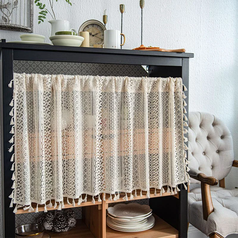Clean Ownkoti Lace Taseel Hollow-Out Tier Curtain High-End