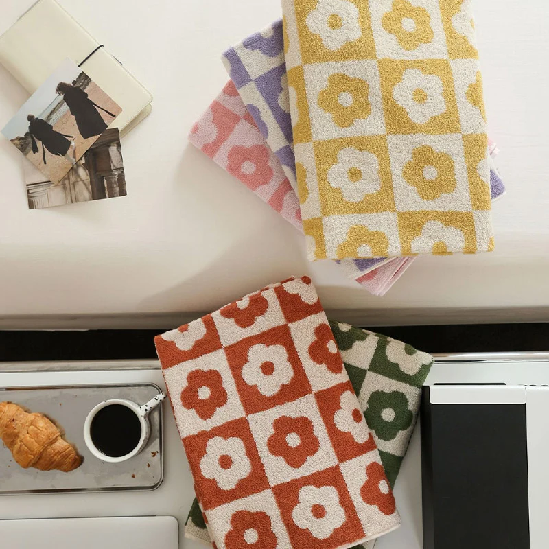 Traditional Ownkoti Plaid Flower Breathable Cotton Towel Specialty