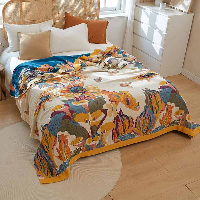 Environmentally Friendly Ownkoti Butterfly Flower Print Cotton Reversible Quilt Minimalist