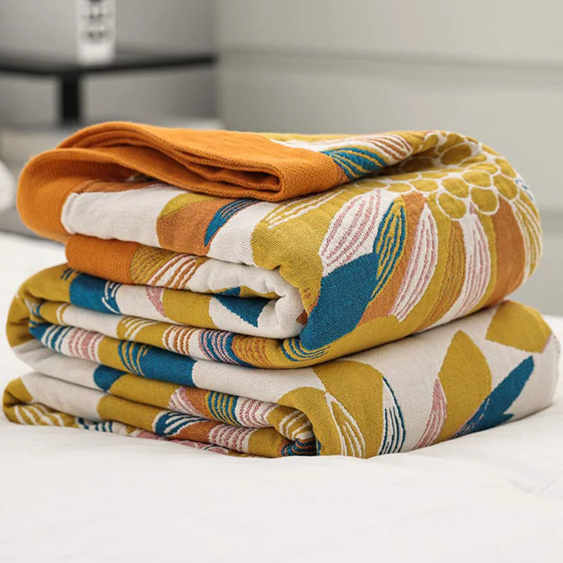 Premium Ownkoti Yellow Flower Print Cotton Reversible Quilt Sustainable
