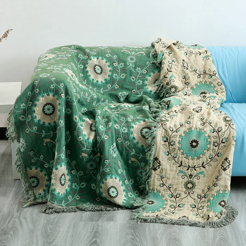 Effective Ownkoti Retro Sofa Cover Cotton Reversible Blanket Exclusive