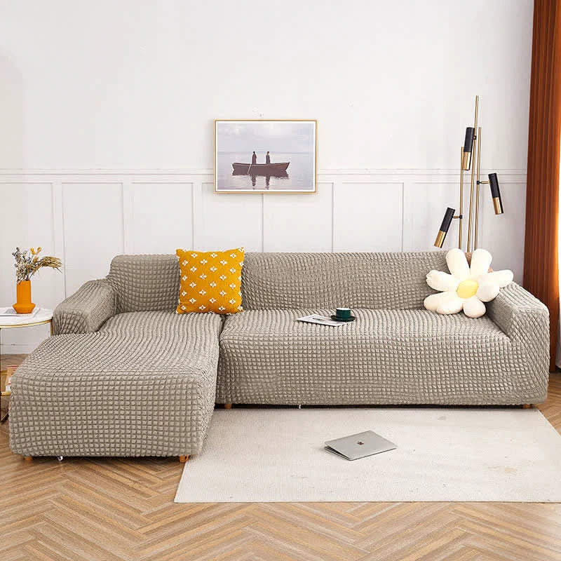 Effective Ownkoti Pure Color Seersucker Stretchable Sofa Cover Stylish