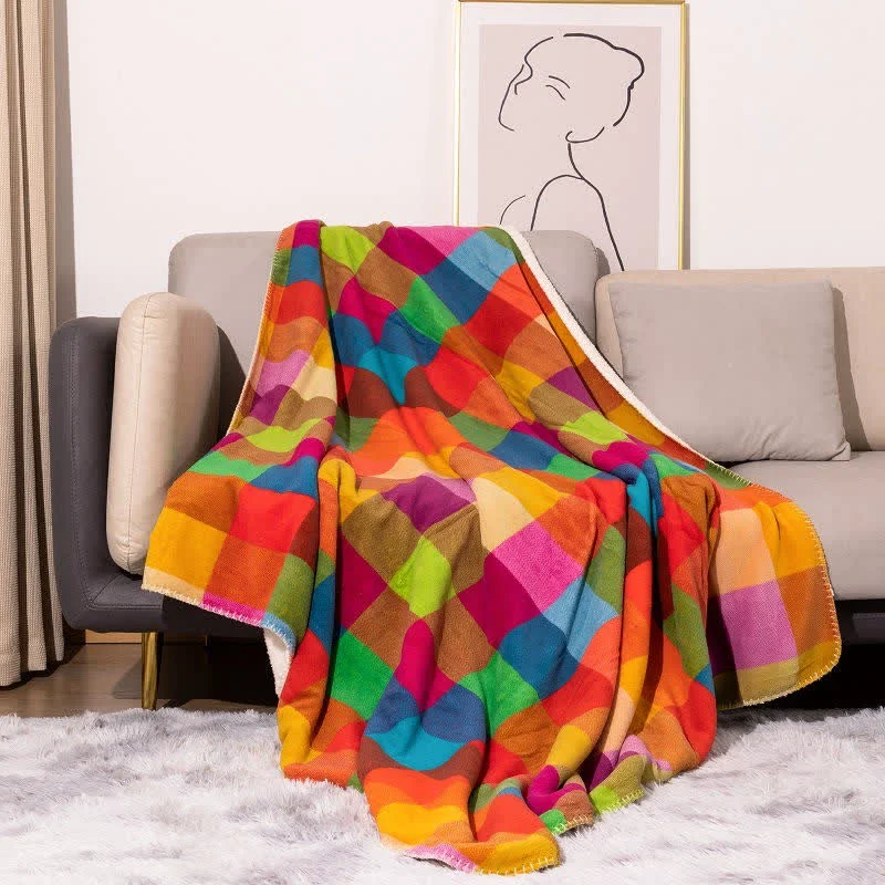 Secure Ownkoti Colorful Plaid Pattern Thick Throw Blanket Selected