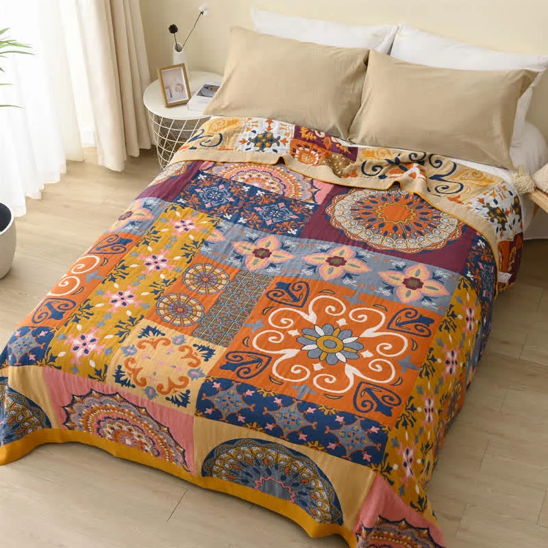 Powerful Ownkoti Plaid Colorful Flower Cotton Reversible Quilt Luxury