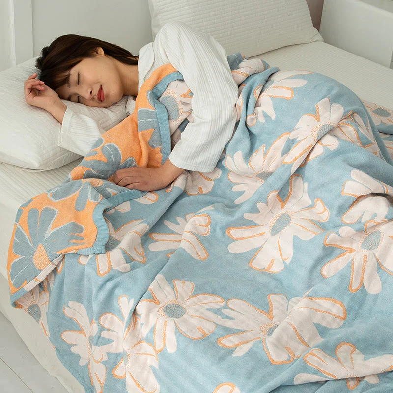 Sustainable Ownkoti Daisy Printed Cotton Soft Reversible Quilt Long-Lasting