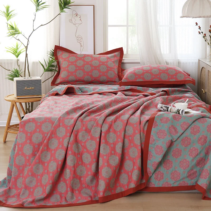 Versatile Ownkoti Flower Woven Cotton Gauze Reversible Quilt Trendy