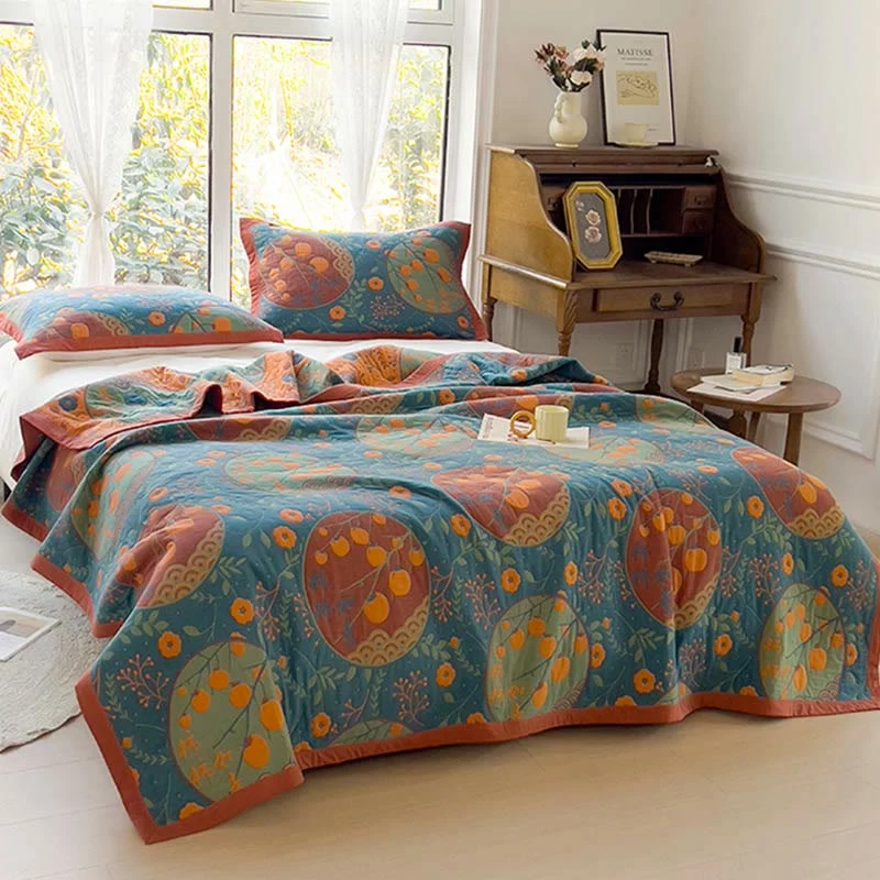 Exceptional Ownkoti Persimmon Flower Cotton Double Side Quilt Carefully Designed
