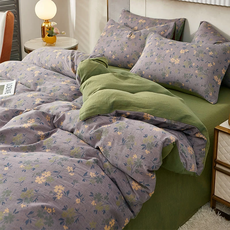 Selected Ownkoti Pastoral Flower Leaf Cotton Reversible Bedding Premium Material