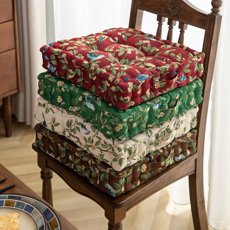 Clean Ownkoti Bird Leaf Jacquard Chair Pad Floor Cushion Fast