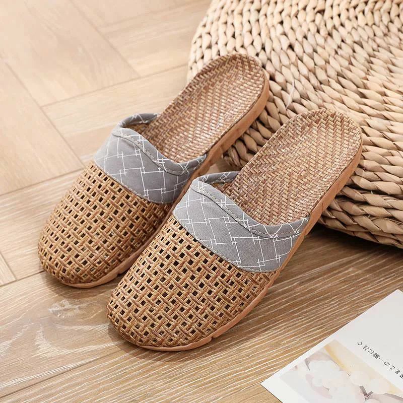 Responsible Ownkoti Modern Hollow-out Anti-slip Flax Slippers Healthy