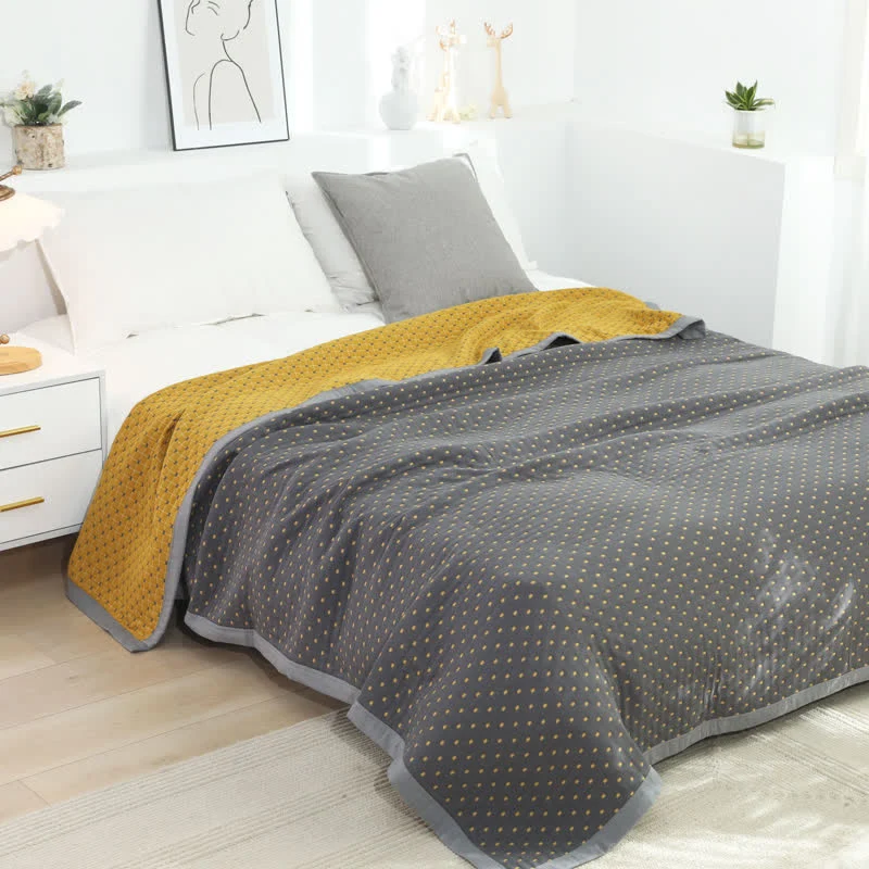 Effective Ownkoti Grid Soft Pure Cotton Reversible Quilt Dependable