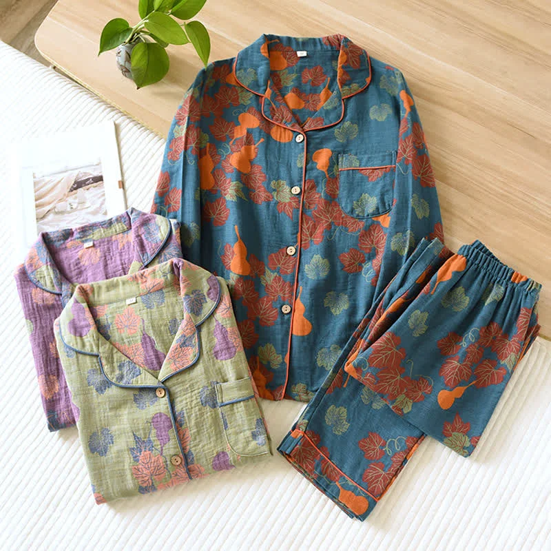 Easy-to-Use Ownkoti Gourd Jacquard Cotton Loungewear Set Powerful