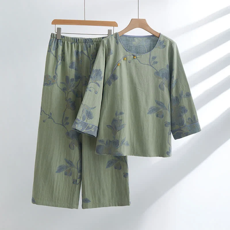 Powerful Ownkoti Floral Comfy Cotton Round-neck Loungewear Set Selected