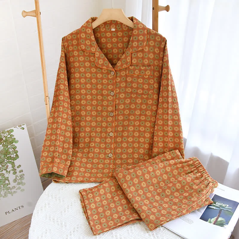 Certified Ownkoti Jacquard Daisy Pure Cotton Loungewear Set Minimalist