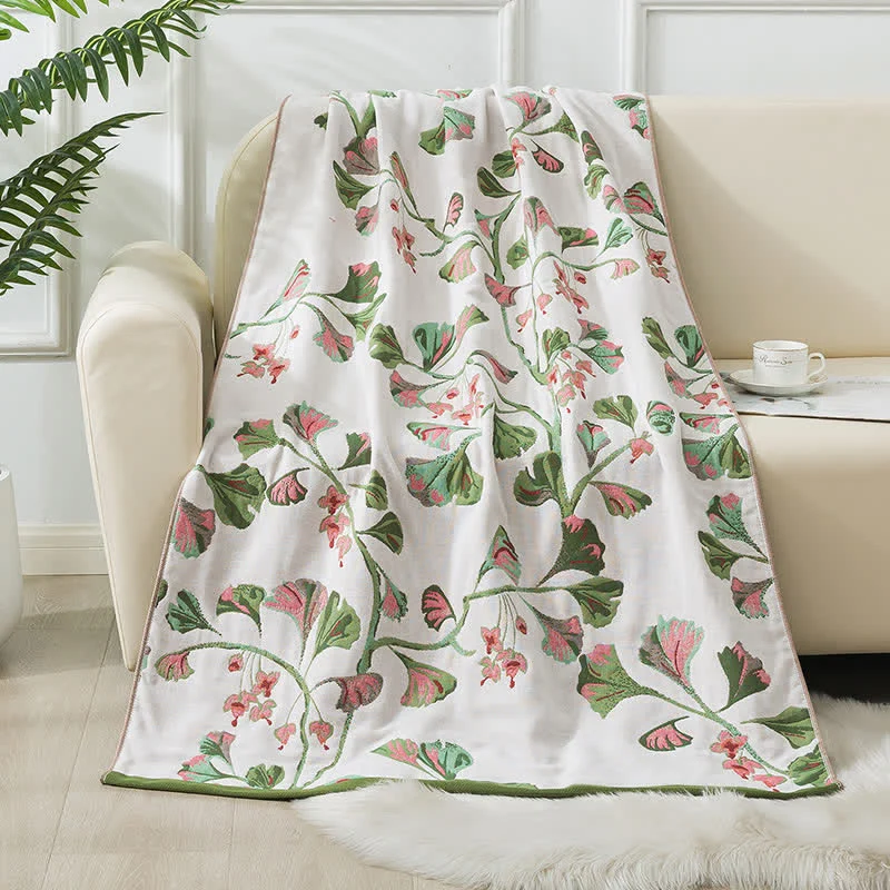 Elegant Ownkoti Cotton Gauze Ginkgo Leaf Bath Towel Consistent