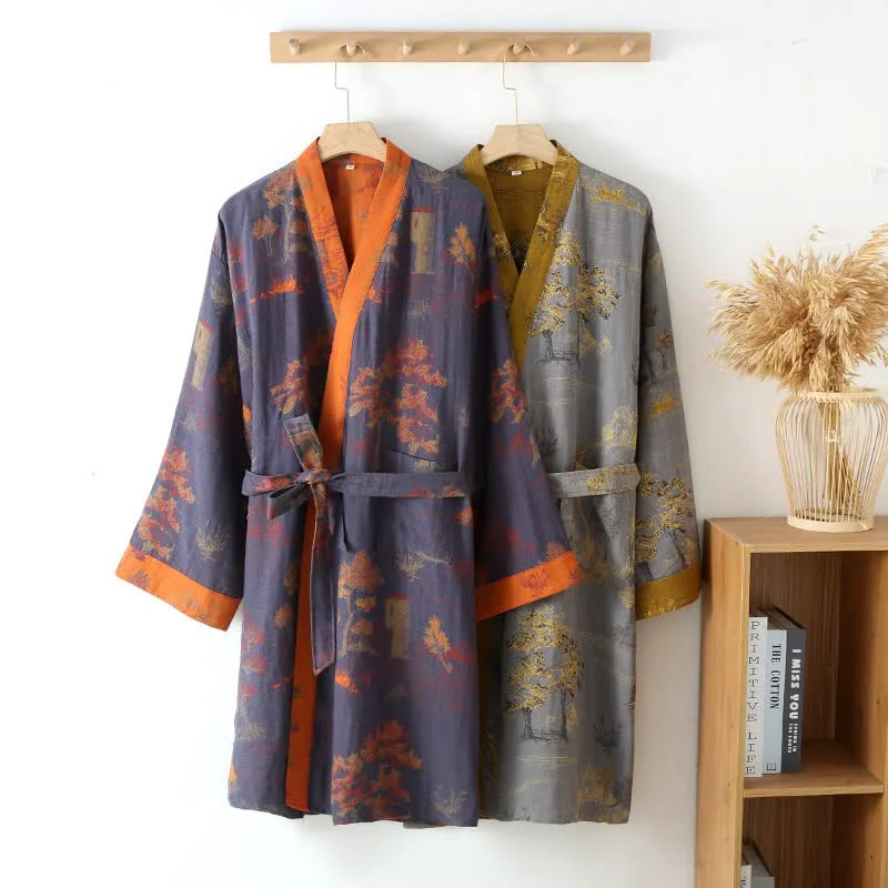 Ownkoti Pure Cotton Breathable Retro Kimono Bathrobe Next-Generation