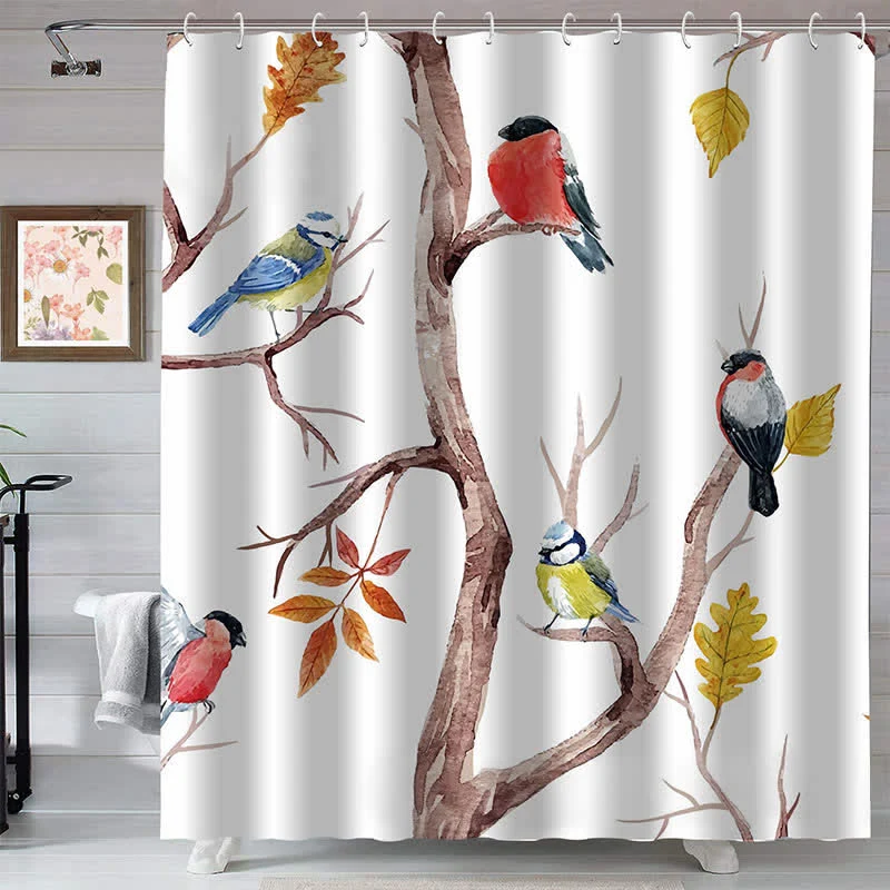 Artisan Ownkoti Natural Style Bird amp Tree Branches Shower Curtain Pure