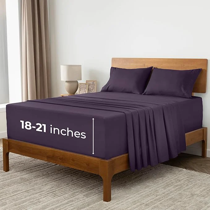Casual Mellanni Extra Deep Queen Sheets – 4 PC Iconic Collection Bedding – Hotel Luxury Ultra Soft Cooling Bed Sheets – Wrinkle Fade Stain Resistant Queen Purple Proven