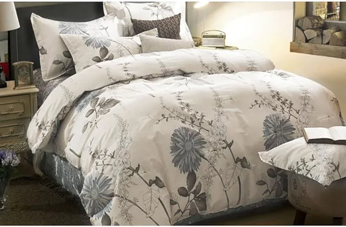 Expertly Made Wake In Cloud – Floral Comforter Set Cotton Fabric Vintage Flower Shabby Chic Farmhouse Botanical Cottagecore Sunflower 3 Pieces Bedding Set Gray Beige Full Size Responsible