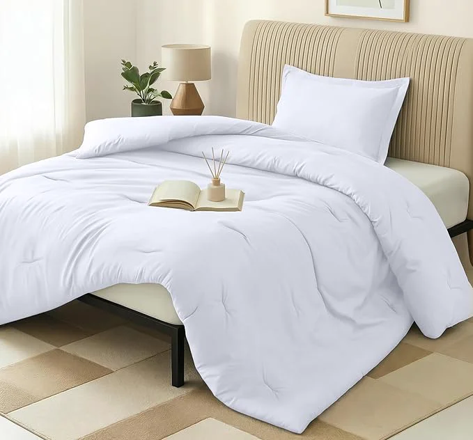 Exceptional Twin Comforter Set 2 Piece White by Utopia Bedding Comforters Twin Size Bedding Comforters Sets Down Soft Bed Set 1 Comforter 64 x 88 inches 1 Pillow Shams 20 x 26 inches Safe