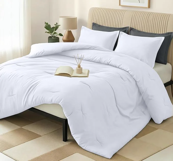 High-Quality King Comforter Set 3 Piece White by Utopia Bedding Comforters King Size Bedding Comforters Sets Down Soft Bed Set 1 Comforter 90 x 102 inches 2 Pillow Shams 20 x 36 inches Pure