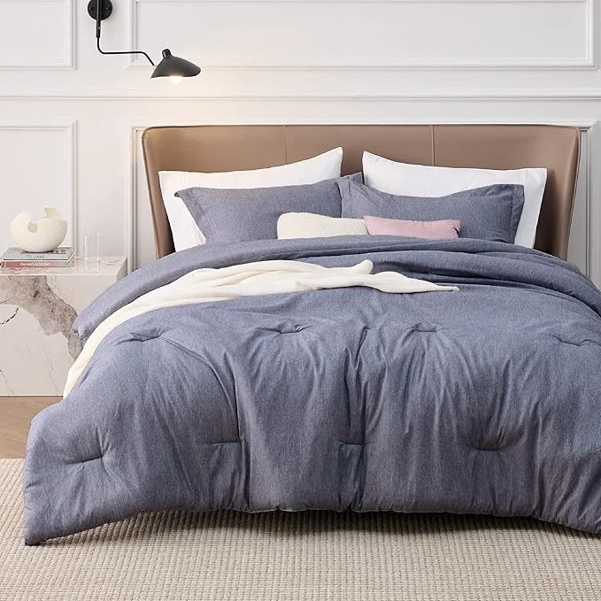 Professional Bedsure King Size Comforter Set – Denim Grey King Comforter Set Soft Bedding for All Seasons Cationic Dyed Bedding Set 3 Pieces 1 Comforter 104 quot x90 quot and 2 Pillow Shams 20 quot x36 quot 2 quot High-Quality