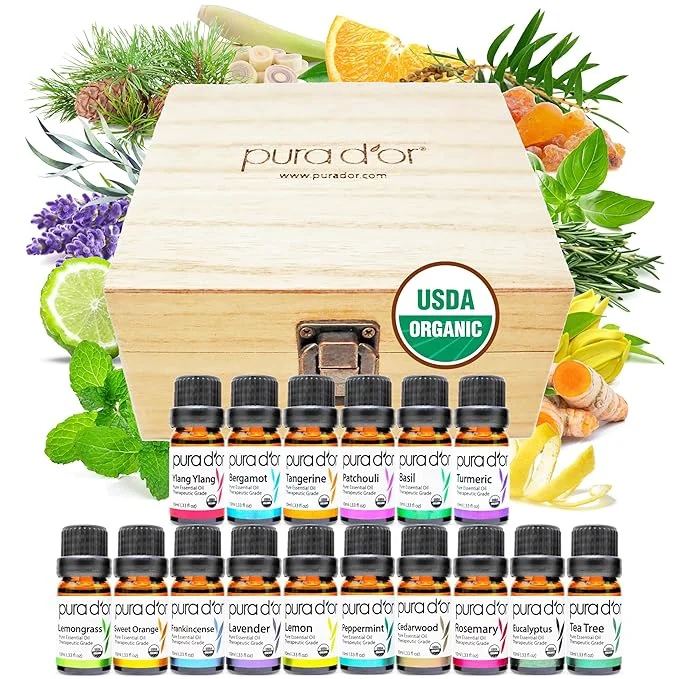 Carefully Designed PURA D’OR Organic Sweet16 Essential Oils Set Advanced