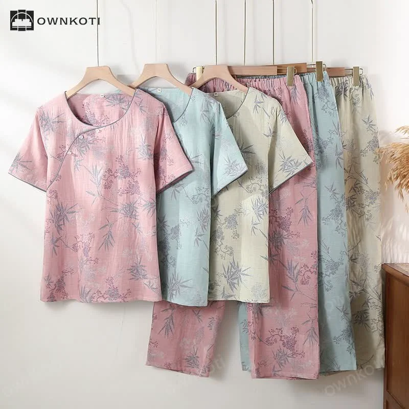World-Class Ownkoti Round Neckline Bamboo Cotton Gauze Pajama Set Certified