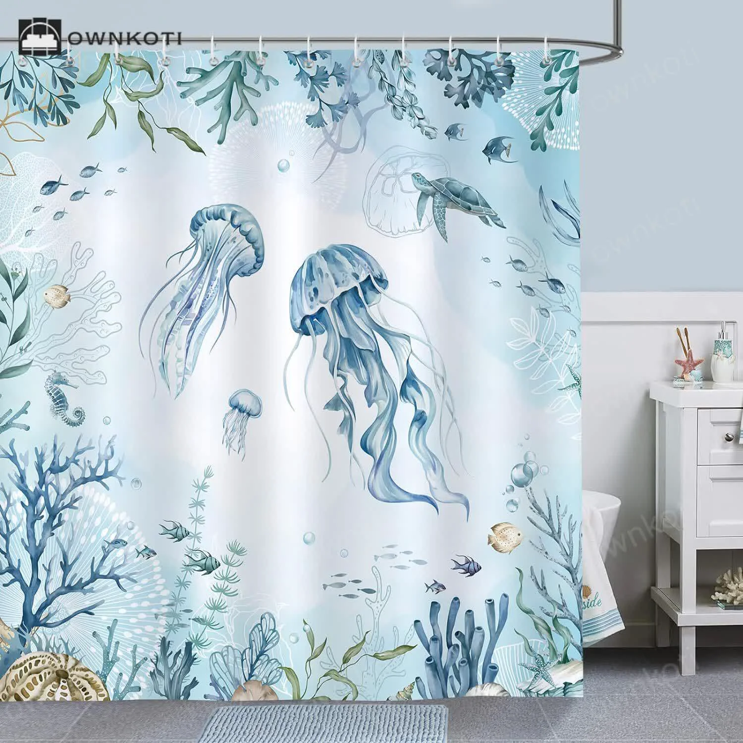 Fashionable Ownkoti Underwater World Anti-mildew Shower Curtain Safe