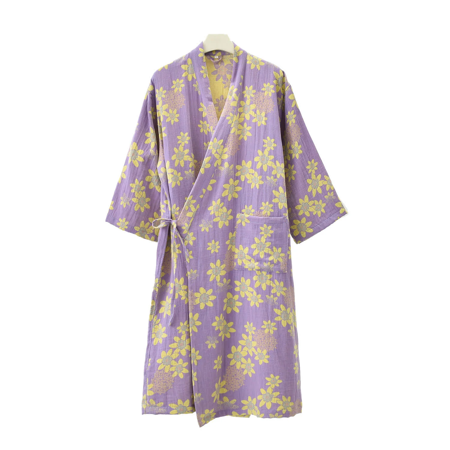 Smooth Ownkoti Jacquard Floral Gauze Lightweight Bathrobe Detailed