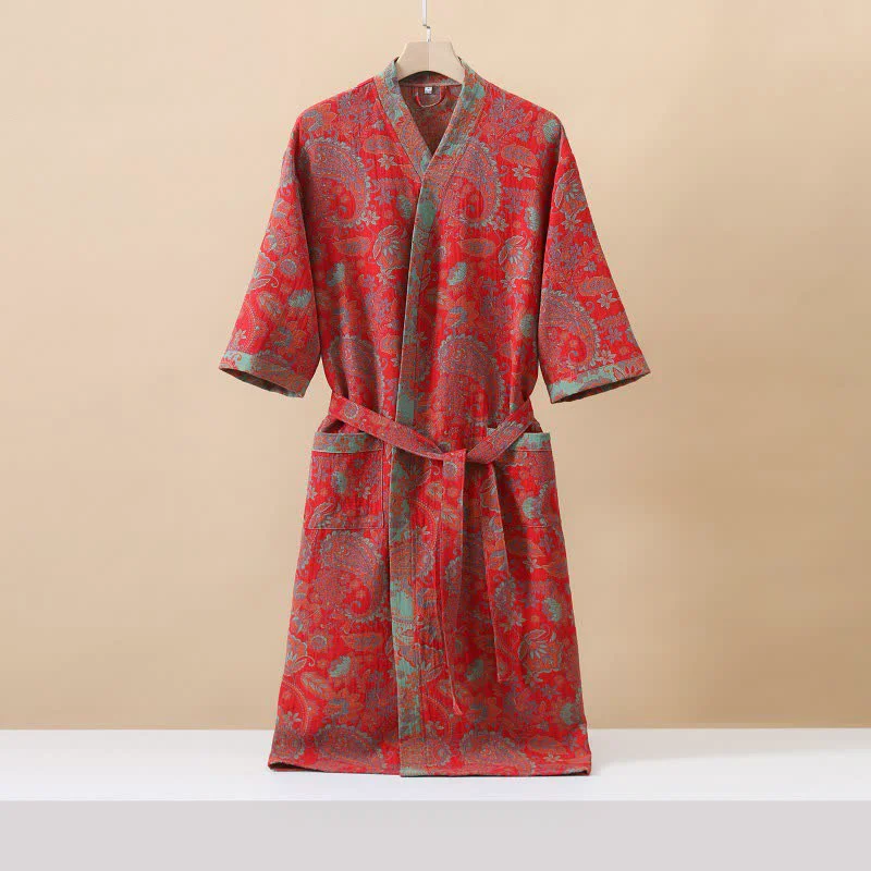 Safe Ownkoti Jacquard Paisley Kimono Cotton Gauze Bathrobe Premium