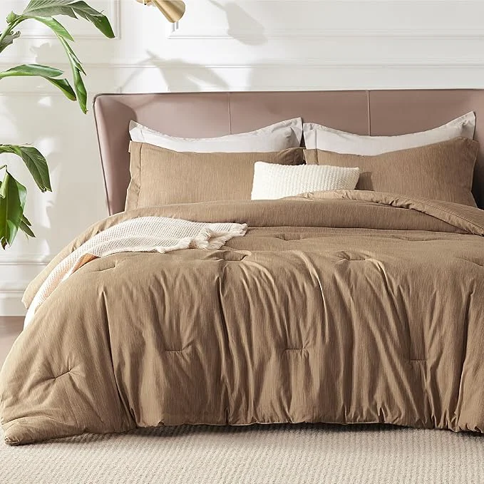 Premium Material Bedsure Twin Twin XL Comforter Set – Brown Soft Bedding for All Seasons Cationic Dyed Bed Set 2 Pieces 1 Twin Size Comforter 68 quot x88 quot and 1 Pillow Sham 20 quot x26 quot 2 quot Quality