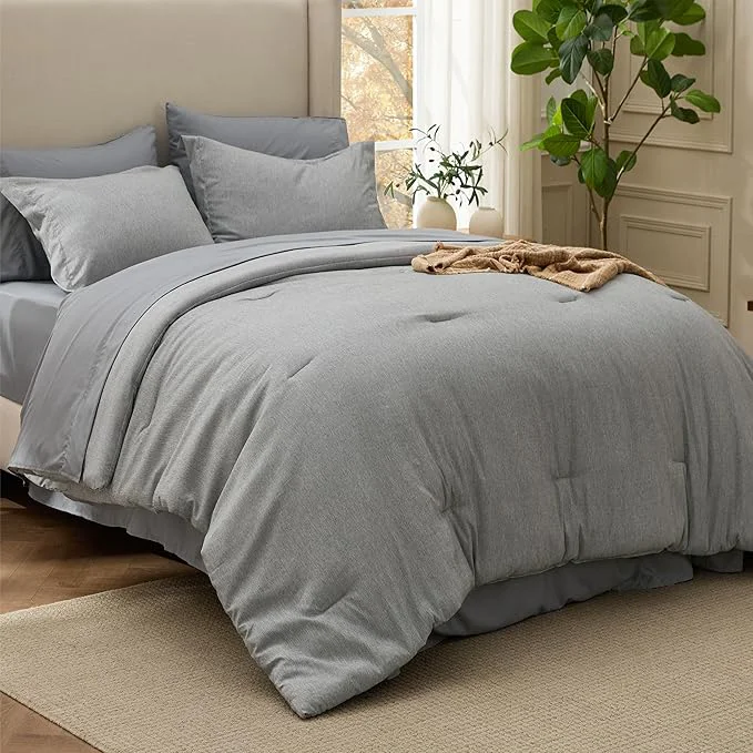 Specialty Bedsure Full Comforter Set Dark Grey – Bed in a Bag Full Size Bedding 7 Pieces Cationic Dyed Bed Set Gift for Family Dark Grey Soft Bedding for All Seasons Comforter with Sheets Pillowcases amp Shams Classic