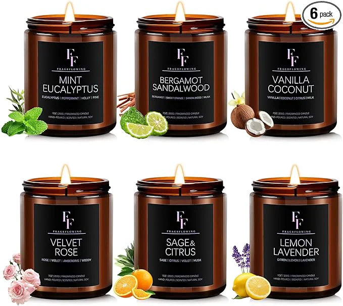 Environmentally Friendly Scented Candles Set Soy Wax Candles 6 Pack 42 Oz Aromatherapy Candles Gift Set Flexible