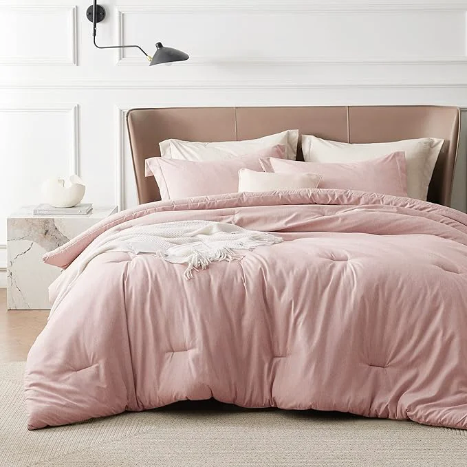 Outstanding Bedsure Full Comforter Set – Pink Soft Bedding for All Seasons Cationic Dyed Bed Set 3 Pieces 1 Full Size Comforter 82 quot x86 quot and 2 Pillow Shams 20 quot x26 quot 2 quot Responsible
