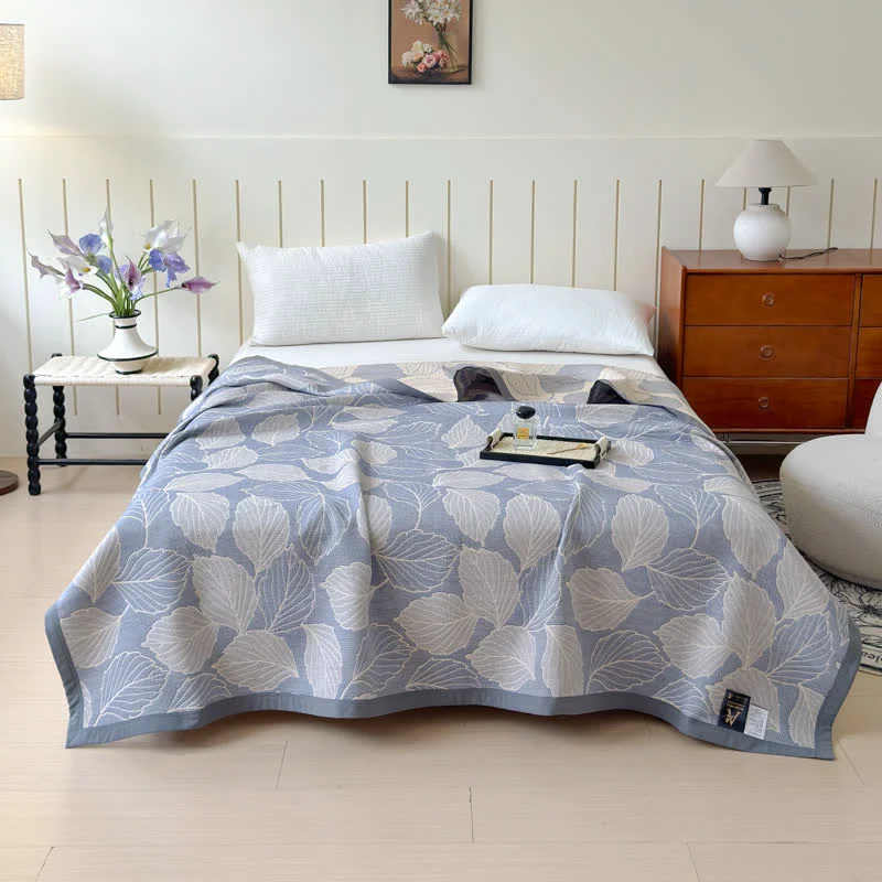 Artisan Ownkoti Mulberry Leaf Print Cotton Triple Gauze Quilt Environmentally Friendly