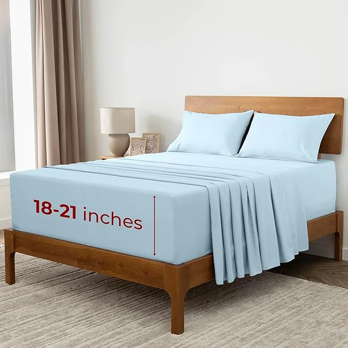 Green Mellanni Extra Deep California King Sheets – 4 PC Iconic Collection Bedding – Hotel Luxury Ultra Soft Cooling Bed Sheets – Wrinkle Fade Stain Resistant Cal King Aqua Contemporary