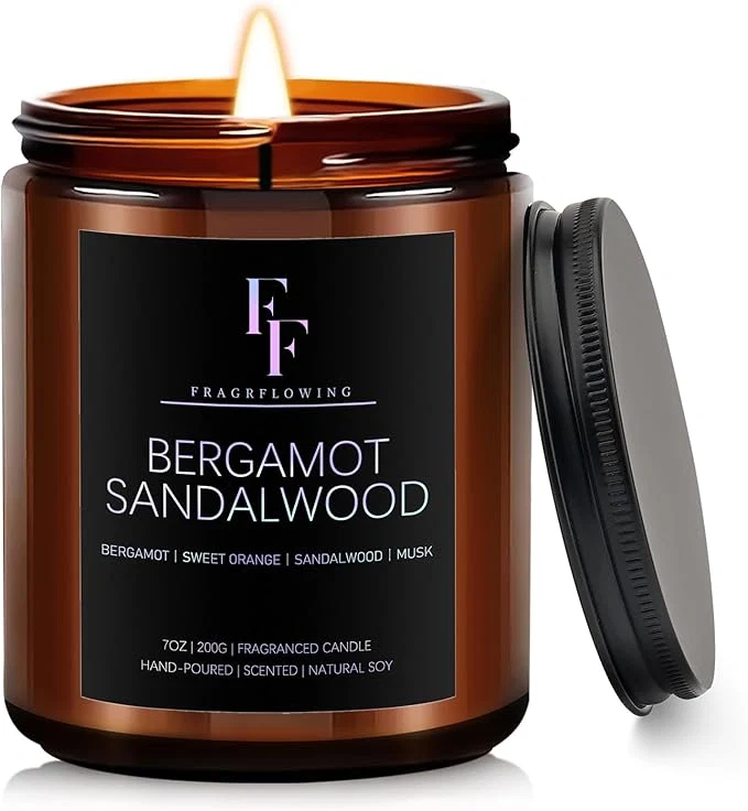 Consistent Bergamot Sandalwood Candle Scented Candle Long-Lasting