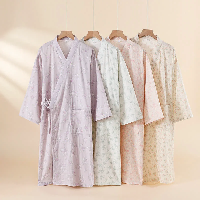 Superior Ownkoti Floral Cotton Gauze Nightgown Home Wear Elite