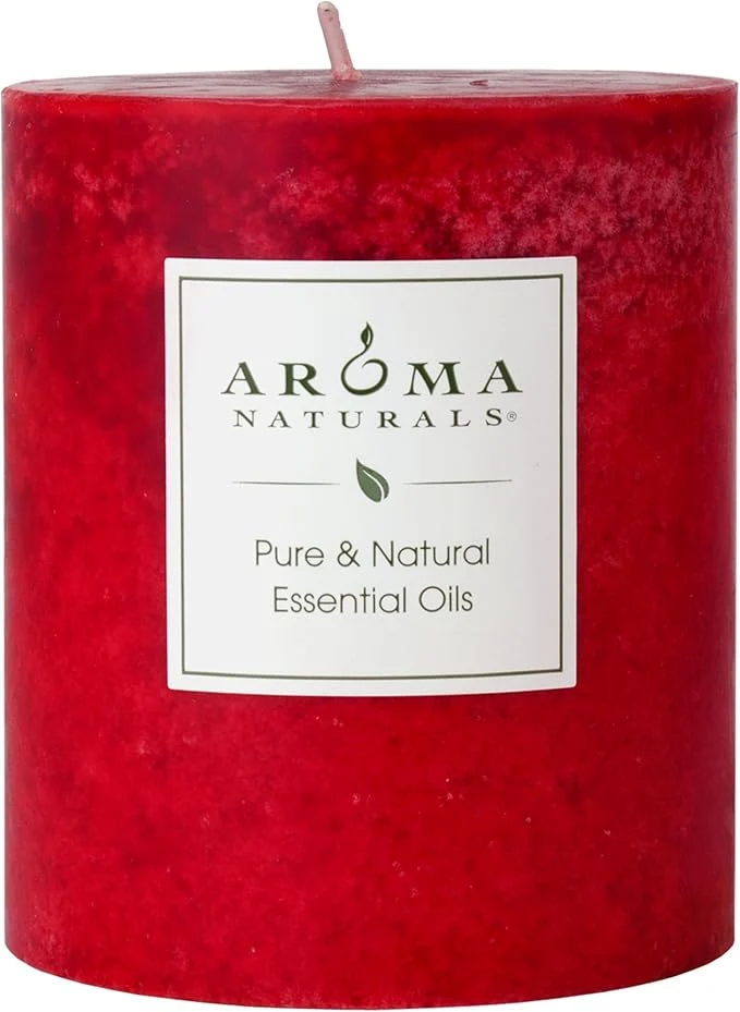 Reusable Aroma Naturals Holiday Orange Clove and Cinnamon Essential Oil Scented Pillar Recyclable