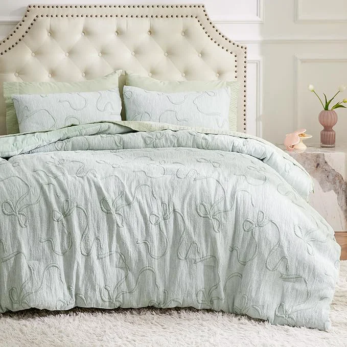 Excellent Bedsure Sage Green Twin XL Twin Comforter Set for Girls GentleSoft™ 2 Pieces Bow Comforter with 1 Pillow Sham Twin Size Bedding Sets for Girls Room Decor Aesthetic Bedroom Decor 68×88 Inches Genuine