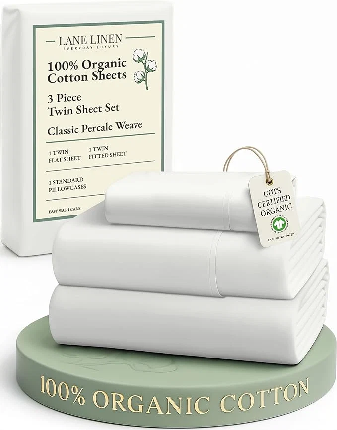 Modern LANE LINEN Twin Bed Sheets Organic Cotton Sheets Twin Size 3Pc Twin Bed Sheet Hotel Quality Bed Sheet Set Bedding Sheet amp Pillowcases Deep Pockets Upto 15 quot – Glacier Grey Classic